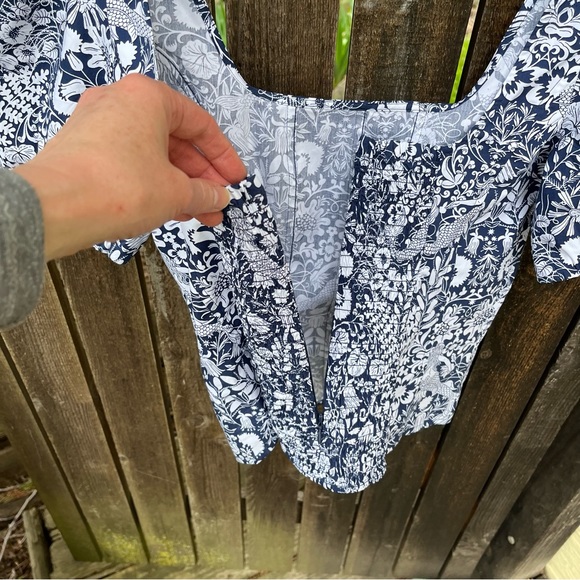 J Crew Puff Sleeve Cotton Poplin Square Neck Mermaid Floral Top NWOT Sz 2 - Picture 5 of 13